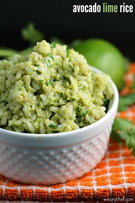 Avocado Lime Rice - Get this tasty side dish ready in about 5 minutes! Avocado Rice, Avocado Dessert, Lime Rice, Food Blogs, Avocado Recipes, Healthy Side Dishes, Side Recipes, Spaghetti Squash, Yummy Sides