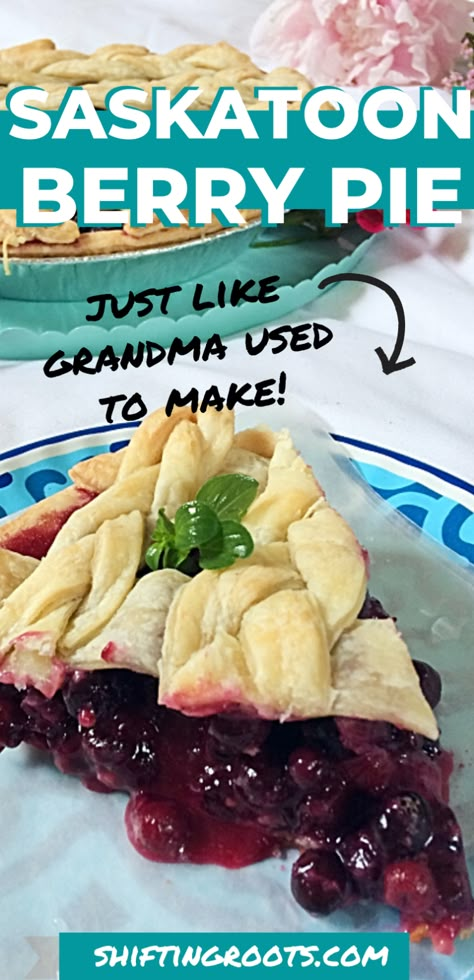 Saskatoon Berry Pie | SHIFTING ROOTS Saskatoon Berry Pie Filling Recipe, Saskatoon Pie From Frozen Berries, Saskatoon Berry Pie Filling, Saskatoon Pie Filling, Saskatoon Pie, Saskatoon Recipes, Saskatoon Berry Recipe, Saskatoon Berry Pie, Berry Pie Filling