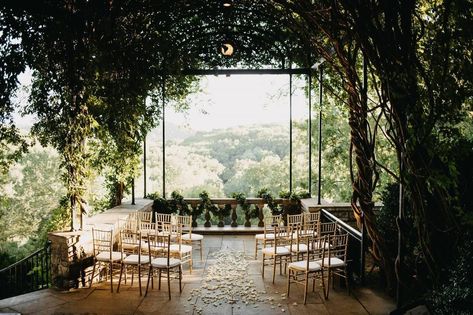 intimate small wedding ceremony setup in wisteria grove at botanical garden wedding venue in nashville TN Cheekwood Wedding, Wisteria Arbor, Garden Wedding Venues, Tennessee Wedding Venues, Nashville Wedding Venues, Garden Venue, Estate Garden, Botanical Gardens Wedding, Historic Wedding