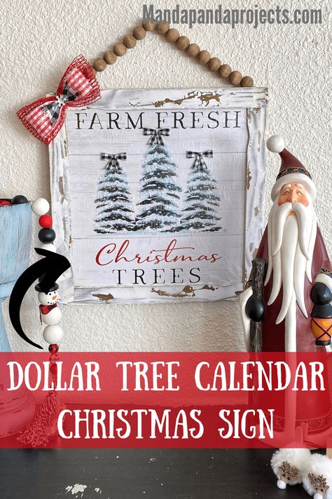 Dollar Tree Calendars are not just for keeping track of the days! Take the Farm Fresh Christmas Trees December print and make a beautiful piece of DIY Christmas decor to hang on your wall this holiday season! #dollartreediy #christmascrafts Dollar Tree Gingerbread, Farm Fresh Christmas Trees, Dollar Tree Christmas Decor, Tree Day, Calendar Craft, Calendar Christmas, Dollar Tree Christmas, Diy Calendar, Fresh Christmas Trees