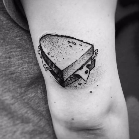 Fun sandwich tattoo by Jules Wenzel #JulesWenzel #illustrative #sketch #sketchstyle #blackwork #sandwich | Jul 13th 2016 | 124920 Sandwich Tattoo Ideas, Sandwich Tattoo, Food Tattoo, Food Tattoos, Tattoos Inspiration, Explore Tattoo, Tattoo Now, Sketch Style, Book Tattoo