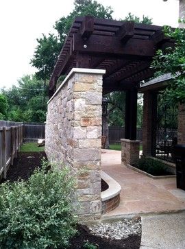 Outdoor Fireplace With Privacy Wall, Stone Wall Around Pool, Outdoor Fireplace Privacy Wall, Privacy Walls Backyard, Stone Privacy Wall, Brick Privacy Wall, Backyard Privacy Wall, Pallet Privacy Wall, Wooden Privacy Screen