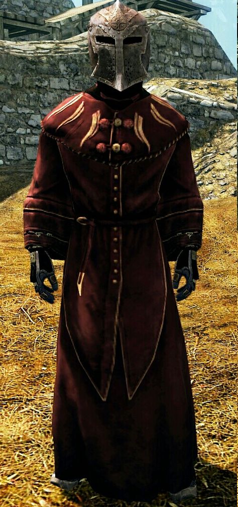 "The Disciple of Dagon" by Teecam  Dawnguard Full Helmet Mythic Dawn Robes (unhooded) Blade Gauntlets Blade Boots Skyrim Armor Combinations, Skyrim Outfits, Mythic Dawn, Skyrim Builds, Skyrim Armor, Fantasy Inspo, Interesting Clothing, Wibbly Wobbly Timey Wimey Stuff, Game Characters