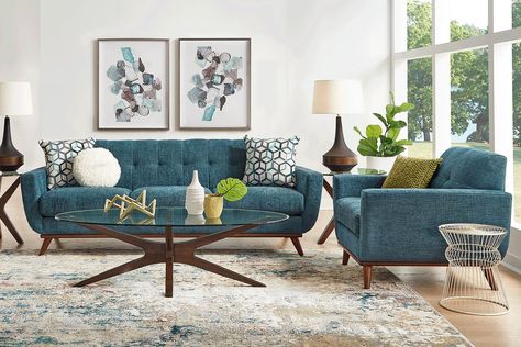 East Side Teal 2 Pc Living Room Room Makeover Cozy, Teal Couch Living Room, Teal Sofa Living Room, Line Cartoon, Bold Living Room, Living Room Turquoise, Teal Living Rooms, Teal Sofa, Living Room Setup