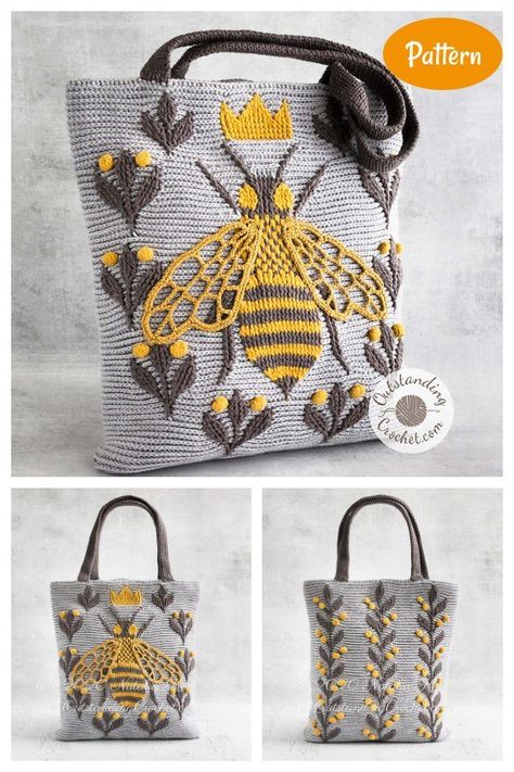 Queen Bee Bag Crochet Pattern | Crochet bag pattern, Bag pattern, Unique crochet Crochet Bags Pattern, Unique Crochet Patterns, Modern Haken, Bee Bag, Bee Crochet, Mochila Crochet, Crochet Purse Pattern Free, Free Crochet Bag, Crochet Bag Pattern Free