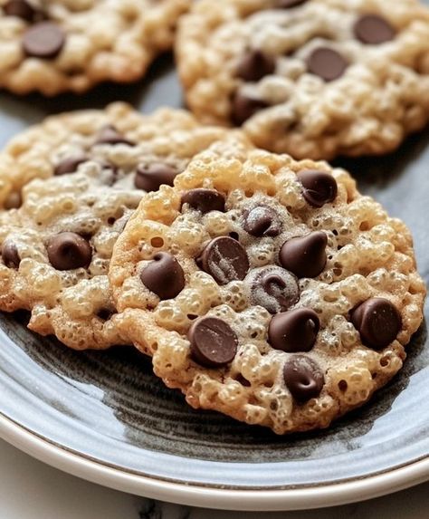 Anita Recipes | 🍪 Rice Krispie chocolate chip cookies 🍫✨ | Facebook Chocolate Chip Rice Krispy Cookies, Rice Krispie Chocolate Chip Cookies Recipes, Chocolate Chip Cookies With Rice Krispie, Rice Crispies Chocolate Chip Cookies, Chocolate Chip Rice Krispie Cookies, Rice Krispy Chocolate Chip Cookie, Rice Crispy Chocolate Chip Cookies, Rice Krispie Chocolate Chip Cookies, Rice Krispie Chocolate