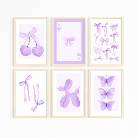 Purple Coquette Room, Lavender Aesthetic Room, Purple Room Decor Ideas Bedrooms, Purple Photo Wall, Light Purple Room Ideas, Purple Room Decor Ideas, Purple Aesthetic Room Decor, Purple Dorm Room Ideas, Lilac Room Decor