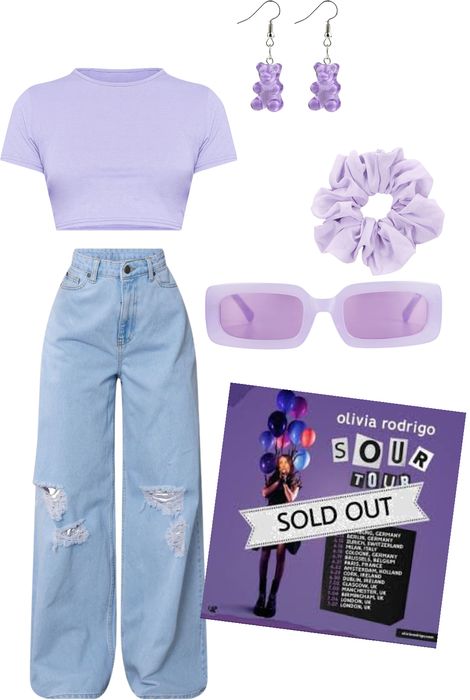 Olivia Rodrigo Clothing Style, Olivia Rodrigo Obsessed Outfit, Cute Outfits For Olivia Rodrigo Concert, Olivia Rodrigo Dti Outfit, Olivia Rodrigo Wearing Purple, Outfits Polyvore, Outfit Maker, Fitness Inspo, Light Blue