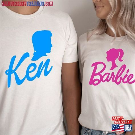 Barbie And Ken T-Shirt Couple T-Shirts Hoodie Check more at https://anniversarytrending.com/product/barbie-and-ken-t-shirt-couple-t-shirts-hoodie/ Barbie Shirt Ideas, Barbie And Ken Birthday Party Ideas, Barbie And Ken Party, Barbie Bday, Barbie Party Decorations, Painted Shoes Diy, Couple T Shirts, T Shirt Couple, Barbie Birthday Party