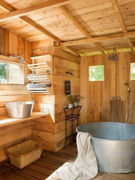 Bathroom Shed Ideas, Cabin Bathroom Aesthetic, Camp Style Bathroom, Wooden Cabin Bathroom, French Country Home Interiors, Bathroom Wood, Cabin Bathroom, Minimal Light, Cabin Bathrooms