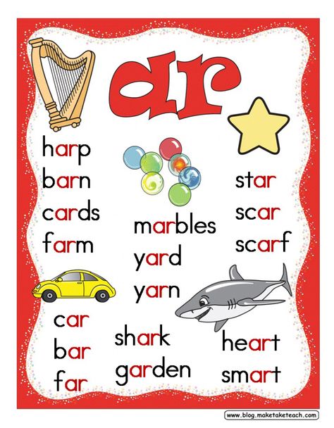 ar words Word Blends, Phonics Cards, Vowel Activities, First Grade Phonics, Phonics Rules, English Phonics, Classroom Freebies, Phonics Words, First Grade Reading