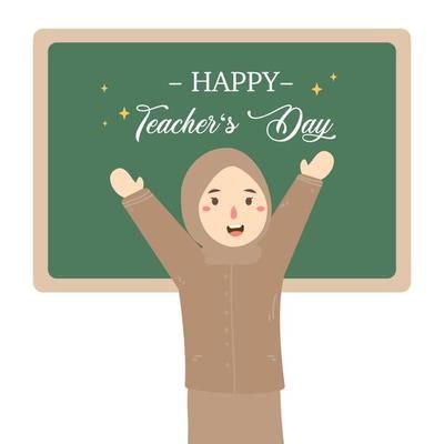 Topper Hari Guru, Guru Aesthetic, Buket Hijab, Muslim Teacher, Poster Social Media, Cartoon Character Illustration, Teachers Day Greetings, Happy Teachers Day, Cute Cartoon Characters