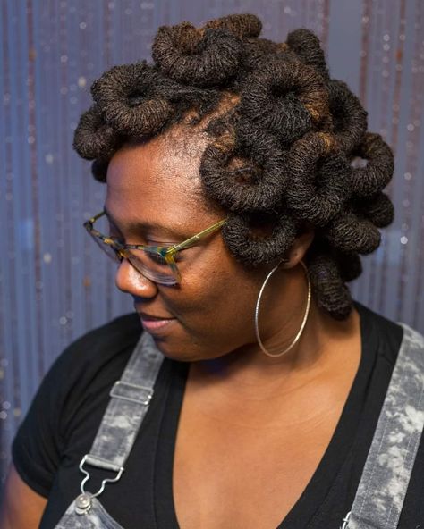 Locs Interlocks Sisterlocks Long Hair Curls Locs Extensions Black Women, Pin Curl Loc Styles, Loc Styles Curls, Loc Pin Curls, Spiral Curls On Locs, Pinup Loc Styles, Rods On Locs, Locs Rod Set, Curled Locs With Flexi Rods