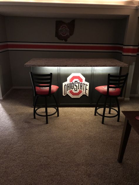 Ohio State Rooms, State Room, Loft Ideas, Chill Room, Ohio State, Game Room, Man Cave, Basement, Room Ideas