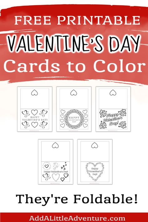 Free Foldable Printable Valentine's Day Cards to Color Foldable Valentines Day Cards To Color, Foldable Valentines Card, Free Valentine Cards, Free Printable Valentines Cards, Printable Valentines Day Cards, Printable Valentines Cards, Valentine's Day Printables, Valentines Printables Free, Valentine Coloring