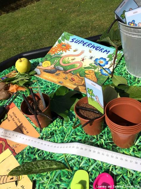 Super Worm Activities, Super Worm Tuff Tray, Plant Activities Eyfs, Spring Early Years Activities, Super Worm Activities Eyfs, Superworm Eyfs, Superworm Activities Eyfs, Superworm Activities, Construction Area Early Years