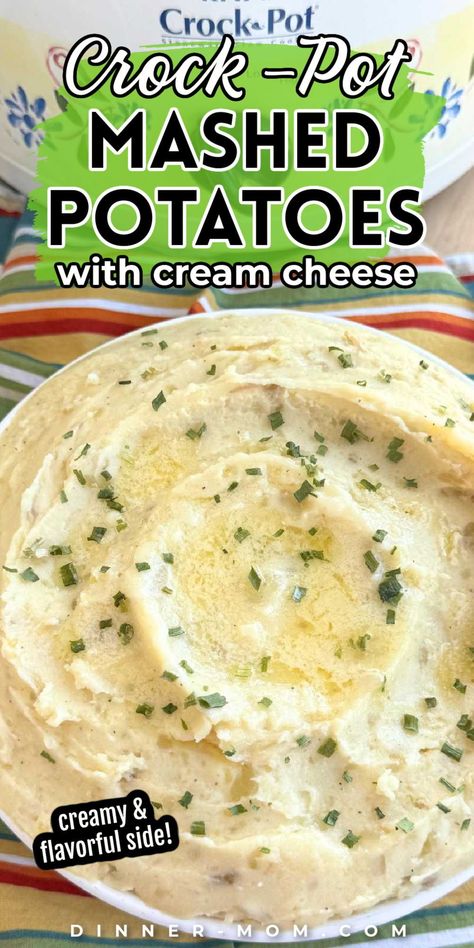 This easy side dish brings together creamy mashed potatoes with the subtle tang of cream cheese, all easily prepared in your slow cooker. Not only are these mashed potatoes a crowd-pleaser, but they're perfect for advance meal planning. Whip up a big batch, store them in freezer-safe containers, and have delicious, homemade mashed potatoes ready to reheat whenever you need a comforting, flavorful side for any meal. Mashed Potatoes With Cream Cheese, Potatoes With Cream Cheese, Crock Pot Mashed Potatoes, Slow Cooker Mashed Potatoes, Cooking Mashed Potatoes, Cream Cheese Mashed Potatoes, Crockpot Mashed Potatoes, Cream Cheese Potatoes, Cheese Mashed Potatoes