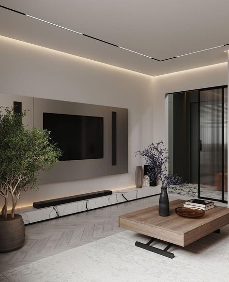 Interior Ceiling Design Living Room, Unique Tv Cabinet, Tv Cabinet Ideas, Modern Living Room Tv, Apartments Ideas, Luxury Ceiling Design, Feature Wall Design, Lobby Interior Design, Cabinets Design