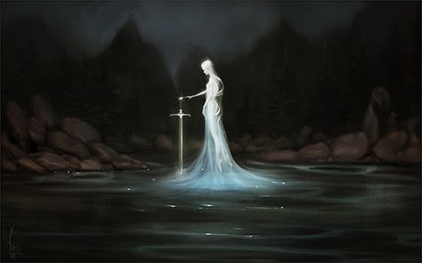 lady of the lake? Lady Of The Lake, Dark Fairytale, Three Sisters, Strong Female, Ethereal Art, Dreamy Art, Coven, Story Ideas, Pretty Art