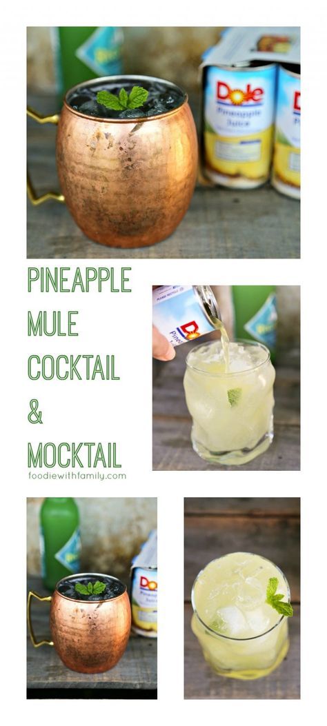 Mocktail Pineapple, Pineapple Mule, Mule Cocktails, Holiday Mules, Dole Pineapple, Mule Cocktail, Pineapple Cocktail, Mule Recipe, Cocktail And Mocktail