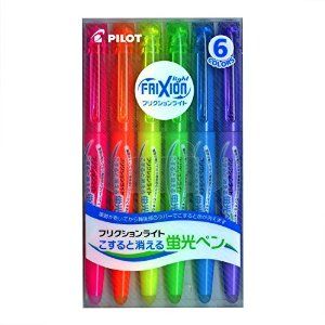 Amazon.com : Pilot Frixion Light Fluorescent Ink Erasable Highlighter Pen (Pink / Orange / Yellow / Green / Blue / Violet) (Japan Import) : Office Products Bible Study Journaling, Frixion Highlighter, Erasable Highlighters, Highlighter Brands, Erasable Markers, Pen Brands, Pilot Frixion, Kawaii Pens, Highlighter Pen