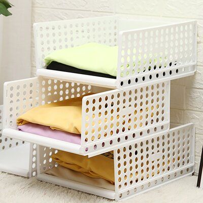 Stacked Storage, Under Shelf Basket, Stackable Shelves, Shelf Baskets Storage, Baskets For Shelves, Closet Shelf Organization, Grey Storage, Cube Shelves, Home Office Storage