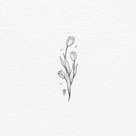 Tulip Flower Drawing Tulip Flower Drawing, Fernweh Tattoo, Daughters Tattoo, Hur Man Ritar Blommor, Birthday Tattoos, Paper Tulips, Simple Flower Drawing, Tulip Drawing, Tulip Tattoo