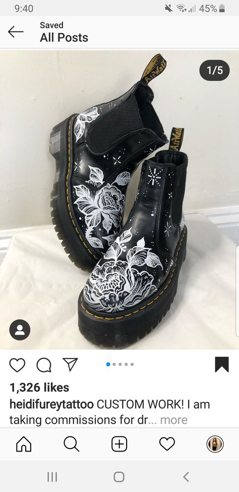 Custom Docs, Painted Doc Martens, Dm Boots, Visual Kei Fashion, White Doc Martens, Customized Shoes, Dr Martens Style, Doc Marten Boot, Martens Style