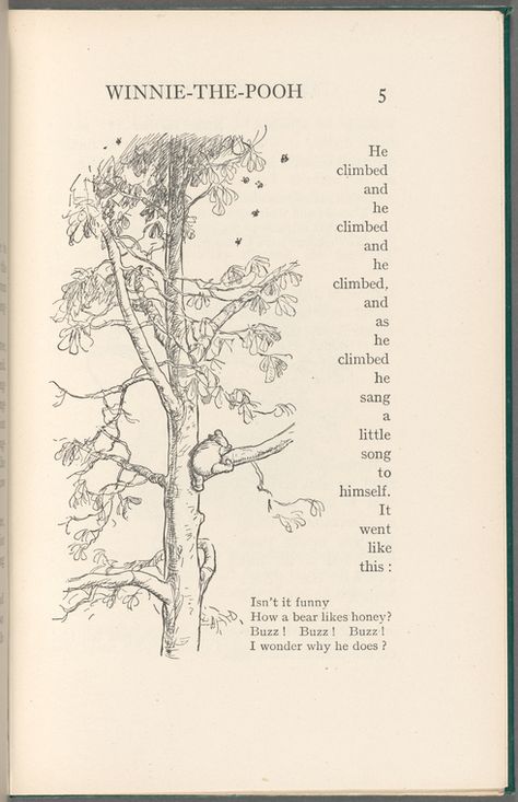 Pooh climbing tree - NYPL Digital Collections Winnie The Pooh Poems, Winnie The Pooh Tree, Quotes Winnie The Pooh, Quality Quote, Vintage Style Poster, Pooh Party, Storybook Art, Classic Vintage Style, Winnie The Pooh Quotes