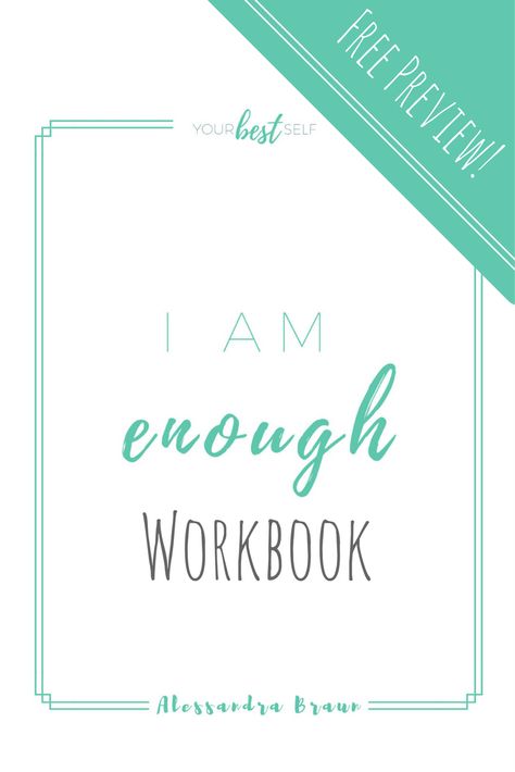 5 reasons why to believe the affirmation I am Enough. Grab your I am Enough workbook to begin your journey towards self love and compassion. Executive Planner, School Based Therapy, Self Esteem Worksheets, Self Esteem Activities, Love And Compassion, Counseling Psychology, Personal Development Plan, Free Workbook, Writing Therapy