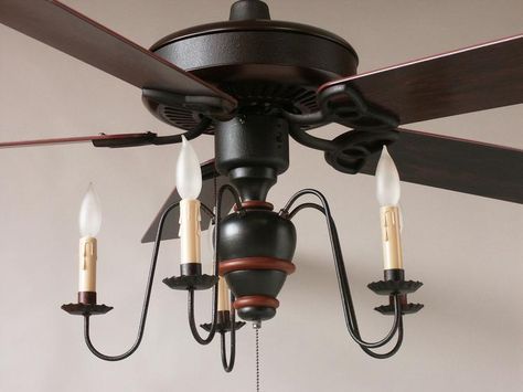 Primitive-Country-Collection Primitive Ceiling Fan With Light, Country Ceiling Lights, Colonial Williamsburg Decor, Williamsburg Decor, Colonial Chandelier, Chandelier With Fan, Modern Farmhouse Decorating, Primitive Lamps, Celing Light