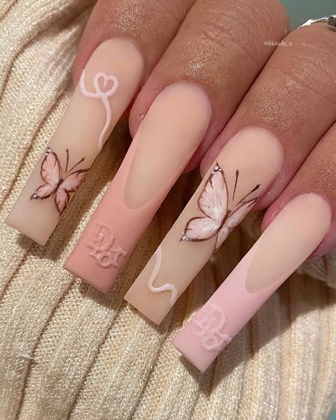 CLOSED - NO AVAILABILITY ⛔️ (@kknails_x) posted on Instagram: “Its the bath becoming a new background feature for me 🤣 Butterfly inspo @lotteclarknails 🦋✨” • Feb 16, 2021 at 7:00pm UTC Cool Acrylic Nails Designs, Xl Nails Design, Dior Nails, Long Acrylic Nail Designs, Glow Nails, Classy Acrylic Nails, Long Acrylic Nails Coffin, Acrylic Nails Coffin Pink, Long Square Acrylic Nails