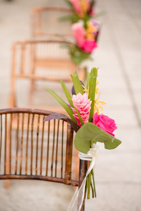 Tropical Wedding Ceremony Arches, Tropical Aisle Decorations Wedding, Tropical Aisle Markers, Tropical Aisle Flowers, Tropical Aisle Decor, Tropical Wedding Ceremony Decor, Tropical Wedding Aisle, Avatar Wedding, Aisle Chair Decor