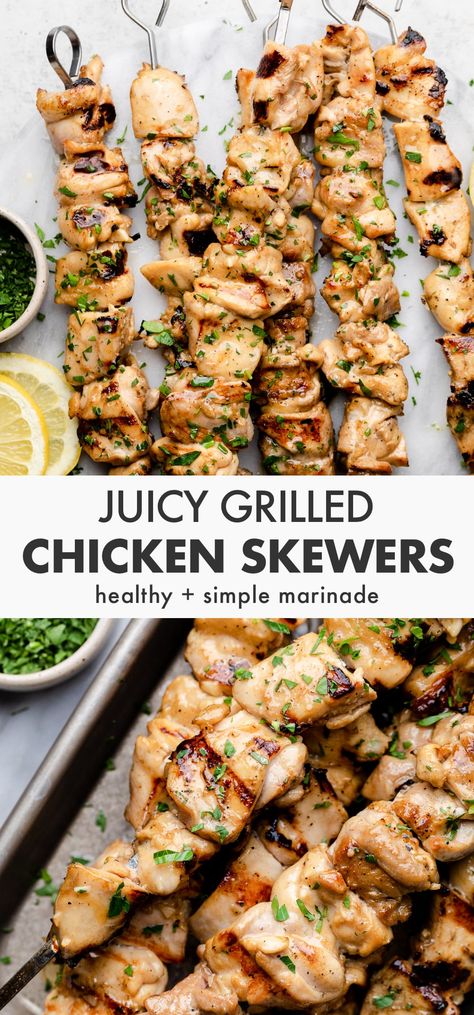 Grilled Chicken Skewers Paleo Chicken Skewers, Gluten Free Chicken Skewers, Keto Chicken Skewers, Traeger Chicken Skewers, Chicken Screwers Recipe, Healthy Chicken Skewers, Chicken Breast Skewers Grilled, Grilled Chicken Appetizers, Costco Chicken Skewers Recipes