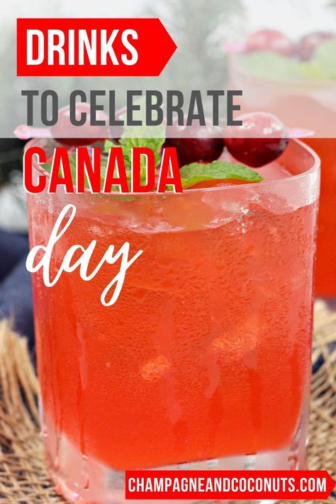 Here are some great Canada Day Drinks for your celebrations. We've got delicious cocktails in a gorgeous red color as well as some made with your favorite Canadian Whisky. They are all so delicious and easy to make. Enjoy some great drinks, food, and fireworks and enjoy! #canadaday #cocktails #whisky #canada #canadadayrecipes #drinks #patrioticdrinks Canada Day Punch Recipes, Canada Day Drinks Alcohol, Canada Day Cocktails, Canada Day Drinks, Canadian Cocktails, Canadian Drinks, Patriotic Drinks, Watermelon Sangria, Canada Day Party