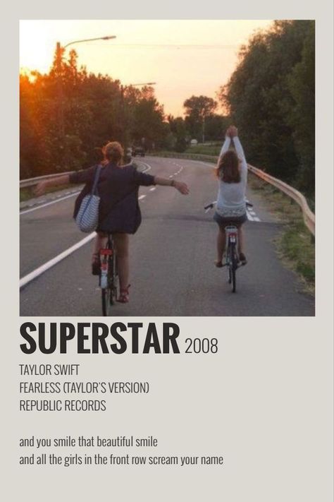 SUPERSTAR TRACK POLAROID TAYLOR SWIFT Taylor Swift Discography, Ingrid Michaelson, Two Door Cinema Club, Taylor Songs, Music Poster Ideas, Minimalist Posters, Polaroid Poster, Taylor Swift Fearless, Taylor Swift Music