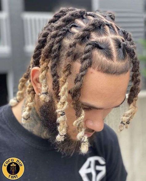 Different ways to rock 2 strand twist styles as a male Dreads With Fade Men, Braided Dreads Men Dreadlocks, Dreads Men Styles, Braided Dreads Men, Dreads With Fade, Locs Styles For Men, Braided Locs Men, Locs For Men, Locs Hairstyles For Men