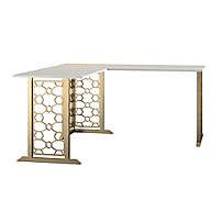 White L Shaped Desk, Boss Vibes, L Desk, L Shape Desk, Cosmoliving By Cosmopolitan, Desk Wood, Trellis Design, Gold Legs, White Desks