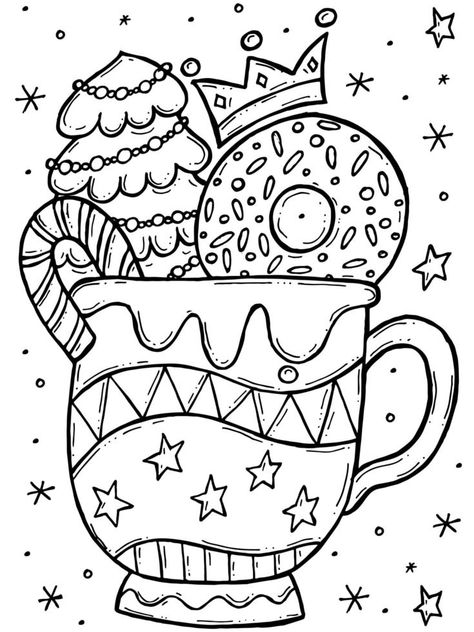 Hot Coco Coloring Page, Kawaii Winter Coloring Pages, Funny Christmas Coloring Pages, Preppy Christmas Coloring Pages, Hot Cocoa Coloring Page, Hot Chocolate Coloring Pages, Christmas Coloring Sheets Free Printable, Adult Christmas Coloring Pages, Winter Coloring Sheets