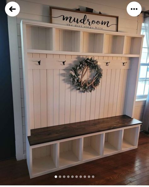 Mudroom With Shoe Rack, Front Entry Storage Bench, Diy Coat Rack Wall With Bench, Farmhouse Entryway Storage, Entry Hall Shoe Storage, Mud Room Bench With Storage Diy, Farmhouse Entry Bench Decor, Coat Rack With Bench Entryway, Hall Storage For Coats And Shoes