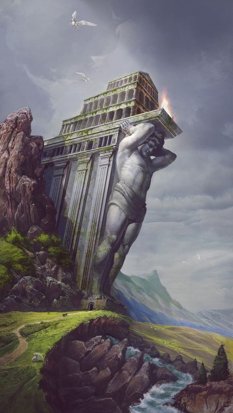 Ancient Ruins Fantasy Art, Fantasy Landmarks, Fantasy Greece, Dnd Concept Art, Fantasy Temple, Fantasy Kingdom, Landscape Concept, Fantasy City, Fantasy Castle