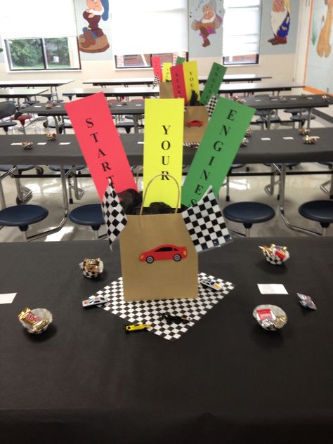 Racecar Bulletin Board Ideas, Race Car School Theme, Car Classroom Theme, Team Building Themes, School Team Building, Race Theme, School Wide Themes, Mindset Bulletin Board, Racing Theme