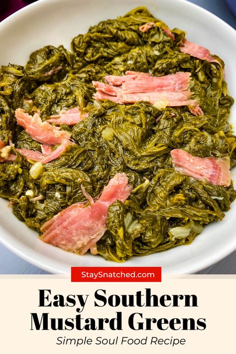 Mustard Greens In Instant Pot, Mustard Greens Recipe Soul Food, Southern Greens Soul Food, How To Cook Mustard Greens, Mustard Greens Recipe Southern, Collard Greens Recipe Soul Food, Mustard Greens Recipe, Pot Liquor, Greens Recipe Soul Food