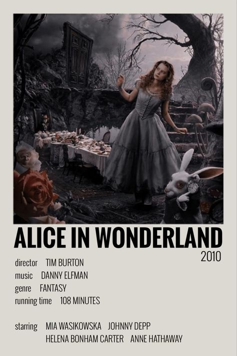 Alternative Minimalist Album Covers, Minimalist Album Covers, Funky Posters, Alice By Heart, Wonderland Poster, Alice In Wonderland 2010, Alice In Wonderland Poster, Danny Elfman, Mia Wasikowska