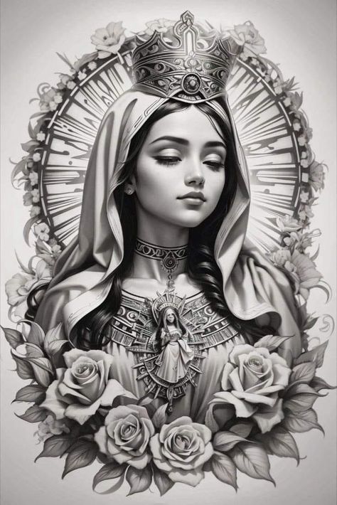 Hispanic Tattoos, Christus Tattoo, Maria Tattoo, Lady Tattoo, Virgin Mary Tattoo, Mary Tattoo, Mexican Art Tattoos, Surreal Tattoo, Realistic Tattoo Sleeve