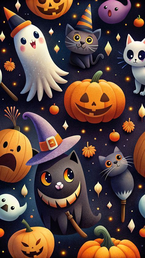 Cute Monster Wallpaper, Kids Halloween Wallpaper, Cartoon Halloween Wallpaper, Samsung Wallpaper Original, Wallpaper Aesthetic Halloween, Seasonal Wallpaper, Spooky Halloween Pictures, Pumpkin Wallpaper, Halloween Wallpaper Backgrounds