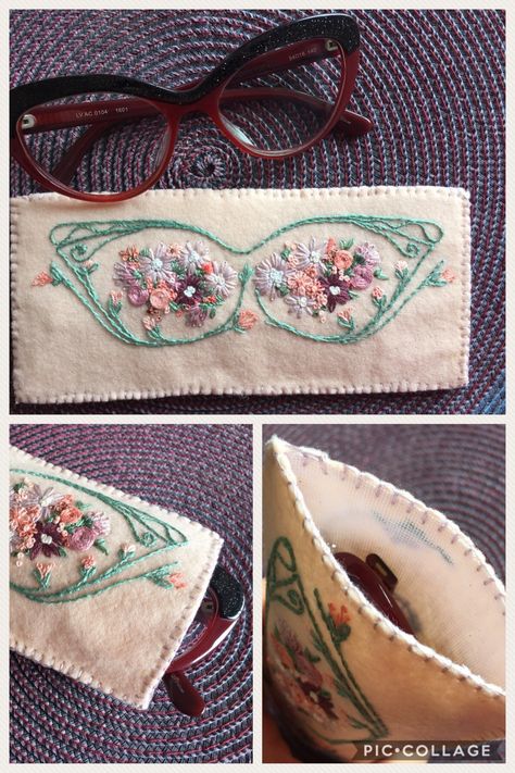 Embroidered Sunglasses Case, Embroidery Glasses Case, Spectacle Cases To Sew, Sew Glasses Case, Diy Glasses Case, Sew Eyeglass Cases, Embroidered Phone Case, Embroidery Cases, Pochette Portable