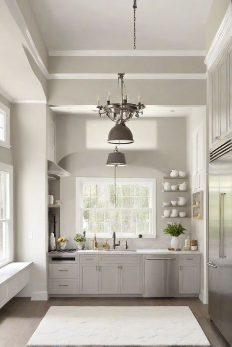 interior painting services, premium wall paint, designer home decor, professional home interior design Revere Pewter Kitchen Walls, Classic Gray Cabinets, Revere Pewter Walls, Revere Pewter Kitchen, Revere Pewter Paint, White Interior Paint, Light Oak Floors, Sage Green Kitchen, Choosing Paint Colours