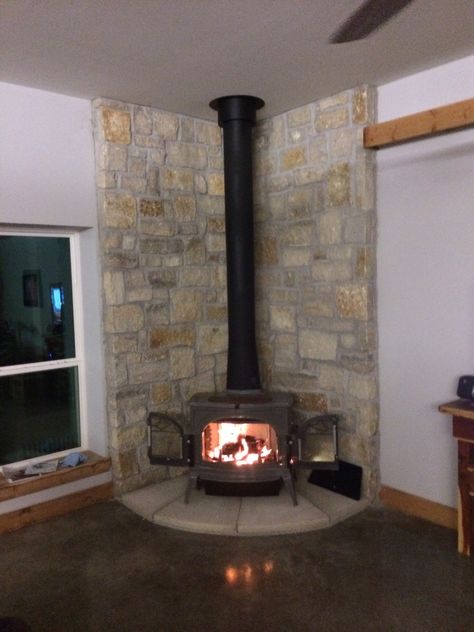 Fire stove in Living room corner. Corner Log Burner, Wood Burning Stove Corner, Corner Wood Stove, Corner Fireplace Decor, Corner Fireplace Living Room, Corner Stove, Wood Stove Hearth, Wood Burning Stoves Living Room, Wood Stove Fireplace