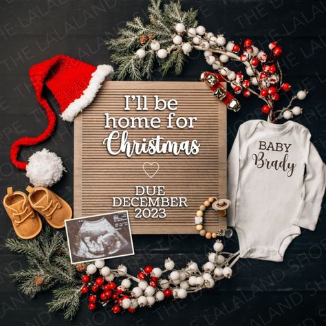 Christmas Baby Announcement, Editable Digital Pregnancy Reveal, Gender Neutral Pregnancy Announcement, December, I Winter Pregnancy Announcement, Vom Avea Un Copil, Bos Baby, Sonogram Pictures, Pregnancy Congratulations, Christmas Baby Announcement, December Baby, Cute Pregnancy Announcement